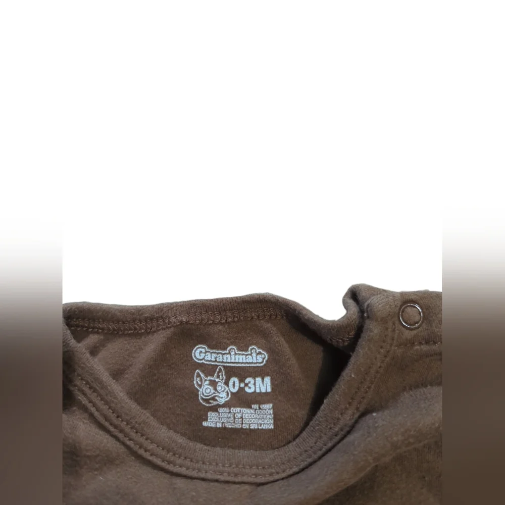 Garanimals Zoo Crew Brown Baby Onesie Size 0-3 Months.